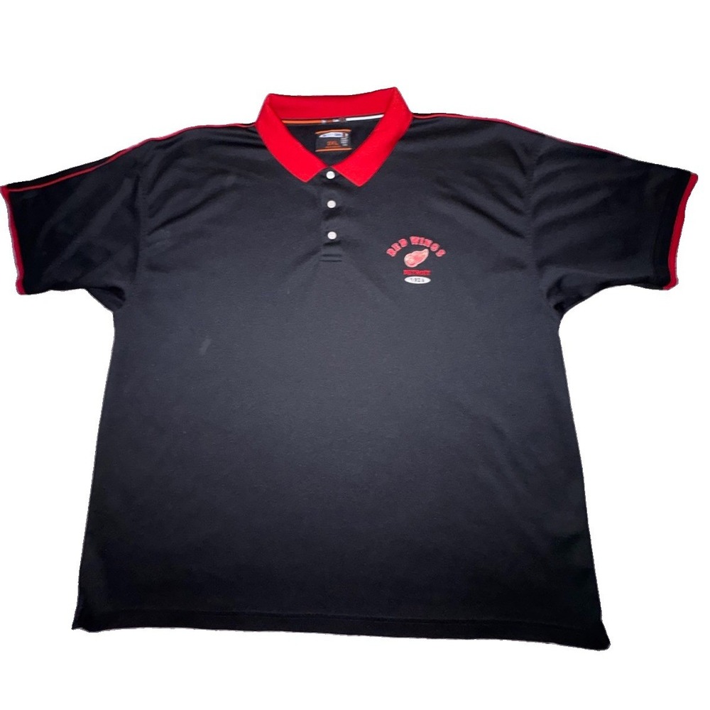 Vintage Detroit Red Wings NHL Polo Shirt Mens Size 3XL Black The Coolest Game